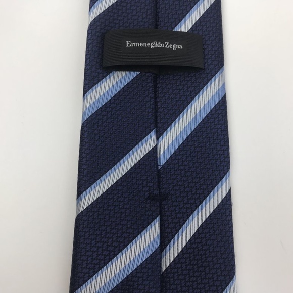 ERMENEGILDO ZEGNA Blue Silk Tie. Striped Pattern. M In Italy  Ermenegildo Zenga Tie All Silk Blue Striped Patter